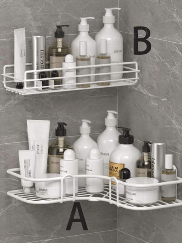 1 件装免钻孔浴室收纳架，壁挂式淋浴置物架，可收纳洗发水、洗漱用品，厨房浴室装饰，适合秋季和开学季使用