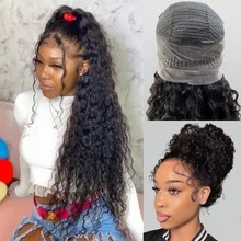 Hidden Strap 360 Lace Front Wigs Human Hair Glueless 250 Density Deep Wave Curly Human Hair Wig With Invisible Drawstring Wet And Wavy Lace Frontal Wigs Natural Hairline  5x5 6x4 Curly Lace Closure Wigs 13x4 13x6 HD Deep Wave Human Hair Wig For Women Natural Black - Natural Black - 查看 9