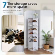 BorealBear 1 Pc Of Heavy-Duty Display Shoe Rack, 7-Tier Rotating Storage Shoe Rack, Multi-Functional Storage Rack, Large-Capacity Shoe Cabinet, With Sturdy Reinforcement Of Buckles, Easy To Assemble, Suitable For Organizing And Storing Shoes And Handbags - 查看 7