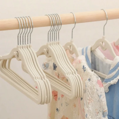 20 قطعة/10 قطع/1 قطعة من شماعات جديدة مطلية بالفلوك غير انزلاقية، شماعات ملابس مبطنة بالفلوك ناعمة للأطفال والأطفال الصغار، شماعات صغيرة جميلة مع خطاف، منظم تخزين خزانة توفير المساحة