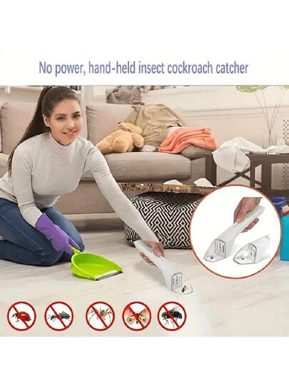 便携式手持昆虫诱捕器套装，带释放装置 - ABS材质，无需电池，非常适合捕捉蜜蜂、蜘蛛和小爬行动物，是家庭和花园的害虫控制工具，包含独立包装盒，手持式害虫诱捕器 | 易于操作 | 昆虫诱捕器，飞行昆虫诱捕器