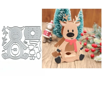 3D Reindeer Candy Box Christmas Cutting Dies For Card Making Christmas Die Cuts Scrapbooking Embossing Template Dies For DIY Gift Party Greeting Paper Card Photo Album