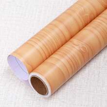 1 Rollo de papel tapiz removible con textura de madera, papel tapiz de textura de madera amarilla impermeable y resistente al aceite para la cocina, fácil de aplicar y remover, papel tapiz decorativo autoadhesivo para decoración del hogar, estilo de renovación sencillo - veta de madera amarilla - Ver 3