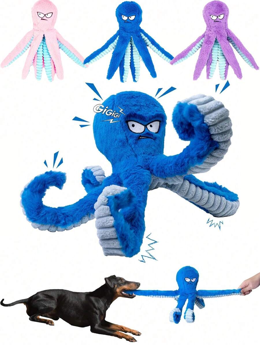 Durable Dog Toys, Plush Dog Chew Toys, Large Dog Toys (To Keep Them Busy), Interactive Dog Toys, Squeaky Dog Toys, Tug Of War Dog Toys, Crinkle Pet Toys, Warm Puppy Toys With Sound, Best Dog Mom, Octopus Shaped Toys