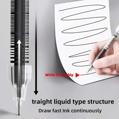 30 piezas de bolígrafos de gel de alta calidad, bolígrafos de tinta líquida, papelería minimalista, suministros estudiantiles y de oficina, bolígrafos de punta de 0.5 mm de secado rápido con tinta líquida directa, bolígrafos neutros negros, azules y rojos, adecuados para estudiantes, escuelas, oficinas y uso doméstico