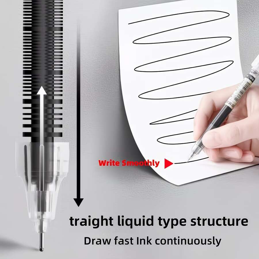 30pcs High Quality Gel Pens, Liquid Ink Ballpoint Pens, Minimalist Stationery, Student & Office Supplies, 0.5mm Direct Liquid Quick-Drying Ballpoint Pens, Black, Blue, Red Neutral Pens, Suitable For Students, Schools, Offices, Home Use - Direct Liquid Ballpoint Pen - View 1