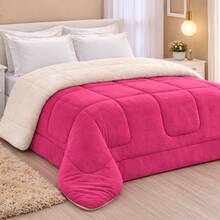 Sherpa Comforter, Blanket, And Comforter, Queen Size, Thick, Various Colors - Hot Pink - View 4