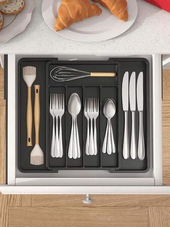 1pc Kitchen Drawer Divider Cutlery Organizer Box, Drawer Organizer For Home Use, Cabinet Mounted Compartment For Knives Forks Chopsticks, Kitchen Utensil Storage, Drawer Knife Fork Spoon Separator Organizer
