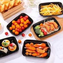 Reusable Meal Prep Containers With Lids, Microwave Food Storage Boxes, Single Compartment Lunch Box, Stackable Food Containers, Suitable For Microwave & Freezer (Black) - View 2