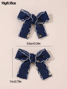 2pcs/8pcs Women Flower, Star, Pentagram, Denim, Bow Hair Clips Set, Suitable For Daily Decoration - Multicolor - View 4