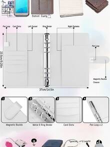 Album ảnh và thẻ đa năng A5, thiết kế thời trang, nhỏ gọn và bền chắc, bìa sổ tay rời bằng da PU, phù hợp để lên kế hoạch hàng ngày, ghi chú, văn phòng phẩm và sưu tập thẻ. - Nhiều màu - Xem 7