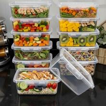 Set Of 10 Clear Plastic Lunch Boxes With Side Latches, 800 Ml Capacity, For Food Storage. - 無色 - 查看 5