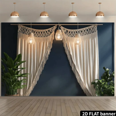1 pezzo Elegante tenda decorativa con nappine in macramè - Tenda con nappine in poliestere realizzata a mano, adatta per matrimoni, compleanni, eventi domestici - Senza bisogno di elettricità, crea uno sfondo fotografico accogliente e una decorazione di sfondo morbida, disponibile in varie misure, tenda per il soggiorno
