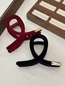 Fashionable Flocked Metal Clip Hairpin, Elegant Hair Claw For Women - Multicolor - View 1