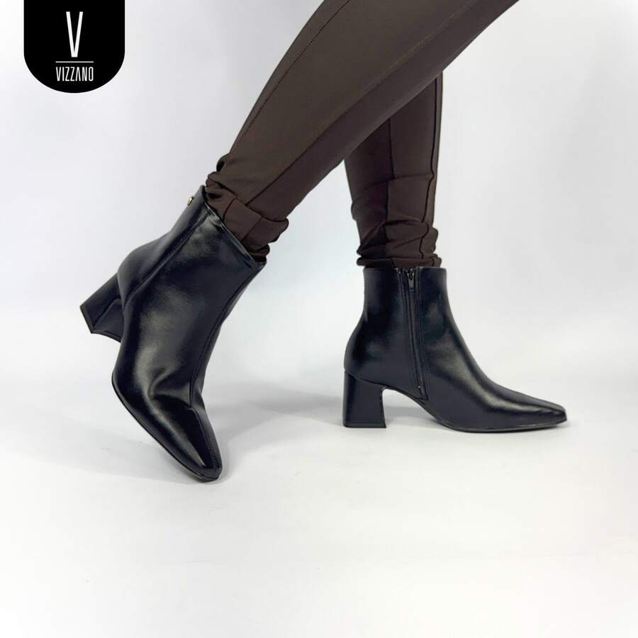 Vizzano Napa Geneva Country Boot With Low Block Heel - Side Zipper - Black - View 1
