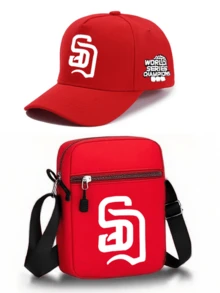 1pc/2pcs Geometric Pattern Design Printed Unisex Hip Hop Baseball Cap And Crossbody Bag, Street Fashion Outdoor Sports Baseball Cap Curved Brim Hat And Bag, Adjustable, Gift For Yourself Or Friends - Multicolor - View 8
