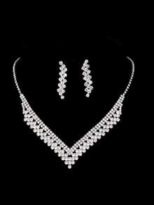 Bộ trang sức 4 món thời trang nữ đa năng, thanh lịch, tối giản gồm túi xách cầm tay, túi đeo vai dây xích, vòng cổ pha lê rỗng sang trọng, bông tai và vòng tay, thích hợp cho các bữa tiệc. - Bạc - Xem 6