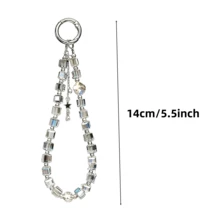 1pc Luxury Crystal Beaded Wrist Phone Lanyard, Keychain, Bag Pendant, Ideal Gift For Friends And Family - Multicolor - View 2