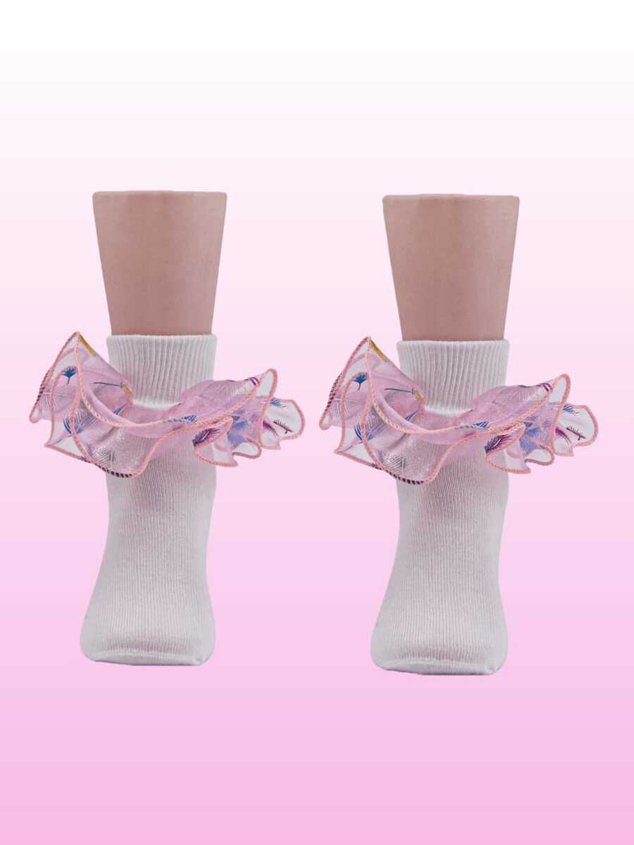 1双荷叶边公主芭蕾舞袜，适合婴儿/幼儿/儿童 - 彩色 - 查看 1