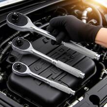 3件套柔性棘轮扳手套装，1/4英寸、3/8英寸、1/2英寸驱动，旋转头棘轮扳手带延长杆，72齿，180°可调，快拆，可弯曲棘轮手柄 - 三件套 - 查看 5