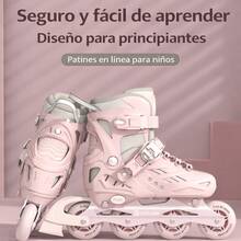 Patienes en linea para principiantes 1 freno incluido patienes en linea con protecciones rodilleras y coderas - Color rosa brillante - Ver 6