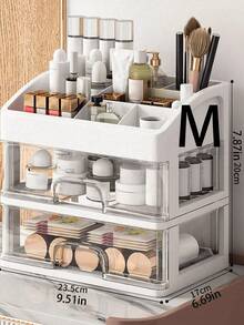 3/2/1 Layers Makeup Storage Box, Multi-Functional Transparent Drawer Type Storage Box, Large Capacity Makeup Display Cabinet, Suitable For Cosmetics, Bathroom Toiletries, Office Supplies Storage, Bathroom Vanity, Holiday Gift, Essential For Autumn & Winter, Suitable For Teachers, Friends, Classmates - Transparent - View 16