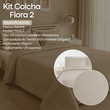 Ultrasonic Quilted Bedspread Set, Percale Soft Touch, 2 And 3 Pieces, Flora 2 Habitat, Single, Double, Queen, King And Super King Sizes. - Beige medio - Ver 7