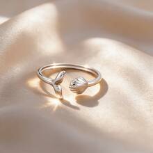 1枚可调节海洋主题贝壳设计时尚戒指，简约风格，适合通勤，春夏珠宝礼品 - 貝殼 - 查看 7