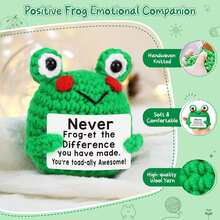1pc Handmade Crochet Positive Frog Doll For Girls And Boys, Cute Portable Size Plush Stuffers For Birthday And Holiday, Party Decor For Room And Office. - Multicolor - View 3