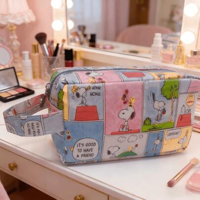 SNOOPY 1pc Waterproof Cosmetic Bag, Travel Makeup Organizer, Back To School/Birthday/Holiday Gift