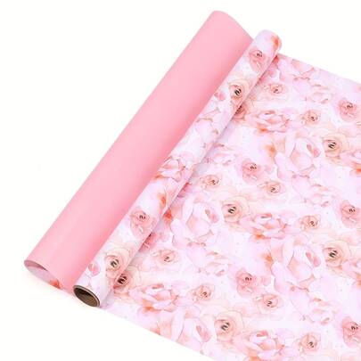 Giấy gói quà hai mặt họa tiết hoa hồng, kích thước 17" x 118" | Thích hợp cho các dịp lễ cưới, tiệc sinh nhật, quà tặng ngày Valentine, trang trí tiệc cô dâu, gói quà kỷ niệm, thiết kế hoa và trang trí không gian | Lựa chọn lý tưởng để tạo không khí lãng mạn.