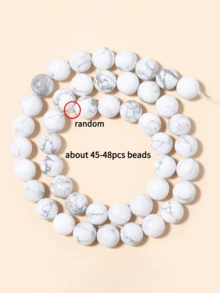1 Strand Natural Stone White Howlite Gemstone Beads,Round Loose Stone Beads For Jewelry Making Earring Bracelet Necklace Diy Crafts 4 6 8 10mm - Black and White - View 10