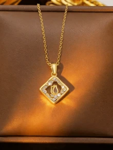 1 buah Kalung Paduan Tembaga Elegan dengan Desain Geometris Bunga Tulip & Bintang untuk Wanita - bunga tulp - View 3
