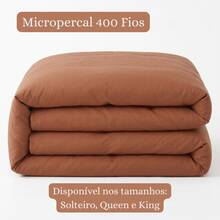 Capa Para Edredom Duvet Avulsa Solteiro, Queen e King 400 Fios Micropercal Antippiling Lisa - Terracota - Visão 3
