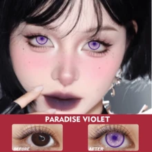 Lalens Paradise Violet Blind Lens 柔美鮮豔紫色 1 對彩色隱形眼鏡 批發年戴 DIA 14.50MM BC 8.6MM 放大眼睛亮眼效果 動漫 Cosplay Comic Con 萬聖節 Y2K 角色扮演 Cos 化妝彩色隱形眼鏡 - 紫羅蘭天堂 - 查看 6