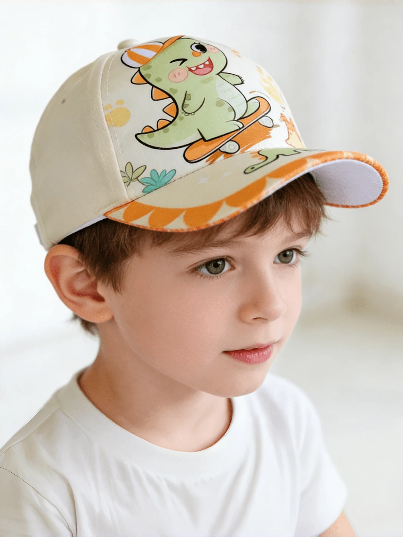1pc Kids Cartoon Dinosaur Baseball Cap, Unisex Cute Versatile Sun Protection Hat For Outdoor, Suitable For 3-7 Years Old - Hat-wearing Dinosaur Duck Tongue - View 1
