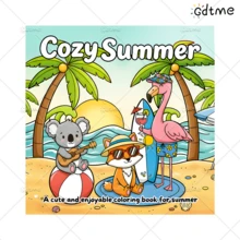 GDTME 1.《可爱夏日》成人涂色书 - 温暖舒适的设计，夏日元素：美味的西瓜、快乐的野餐、海滩度假、放松身心、生日礼物、返校礼物、复活节礼物、母亲节礼物、涂色书、办公用品、学习用品 - TL-445 - 查看 8