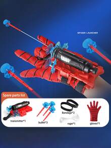 蜘蛛丝发射器软弹玩具，男女通用角色扮演道具，套装包含手套+发射器+吸盘+绳子 - 彩色 - 查看 14