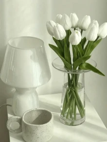 10支仿真郁金香，触感逼真，家居装饰花卉，婚礼花束装饰，母亲节礼物 - 彩色 - 查看 1