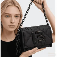 New Spanish B-Down Fabric Shoulder Bag Chain-Strap Convertible Crossbody Bag - 1 - Xem 4