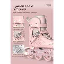 Patienes en linea para principiantes 1 freno incluido patienes en linea con protecciones rodilleras y coderas - Color rosa brillante - Ver 2