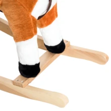 Children's Plush Rocking Horse, Wagging Tail, Brown, Interactive Fun For Young Children - Brown - View 10