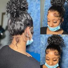 Hidden Strap 360 Lace Front Wigs Human Hair Glueless 250 Density Deep Wave Curly Human Hair Wig With Invisible Drawstring Wet And Wavy Lace Frontal Wigs Natural Hairline  5x5 6x4 Curly Lace Closure Wigs 13x4 13x6 HD Deep Wave Human Hair Wig For Women Natural Black - Natural Black - 查看 7