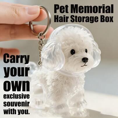 3件套宠物纪念毛发收纳盒 - 可爱透明动物毛发球胶囊悬挂装饰品，纪念防尘玩具收藏盒。