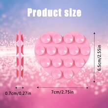 1/2/3个装硅胶吸盘手机支架，双面粘性，无需贴纸，心形/爱心造型，强力吸盘，解放双手，方便自拍和录像，粉色、浅粉色、黑色、白色、透明色可选 - 愛心型 - 查看 2