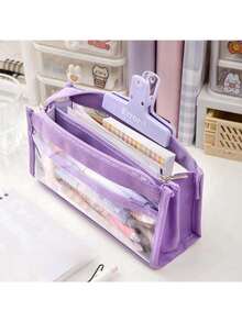 Large Capacity 6-Layer Pencil Case For Back To School, Solid Color High Capacity Pencil Box, Multi-Layer Pencil Case, Solid Color Pencil Box, Large Capacity Pencil Case, Storage Tool Pouch, Cute Stationery Pencil Case - One Size - View 18