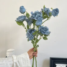 1/2/3 Pcs Artificial Rose Flowers, 52cm Fake Flowers Suitable For Wall, Living Room, Bedroom, Wedding, Party Decor, Tabletop Filler, Home, Desk Decor, Kitchen, Wedding, Tabletop, Center Decor, Office, Garden, Outdoor, House, Yard Decor, Spring Summer Autumn Winter Decoration - Blue - View 3