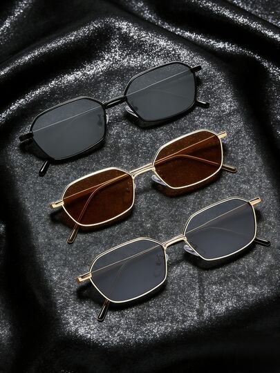 2-3pcs Multi-Color Metal Frame Polygon Eyeglasses, Suitable For Driving, Vacation, Fashion Wear, Daily Outings, Parties