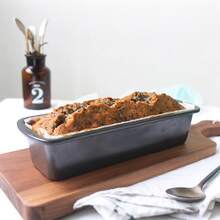 CHEF MADE 1 pieza Molde para pan largo y delgado antiadherente de 3*9.8 pulgadas (8*24.9 cm), caja para tostadas, asa de fácil agarre, para hornear, pan casero, brownies y pasteles de libra - Negro - Ver 1