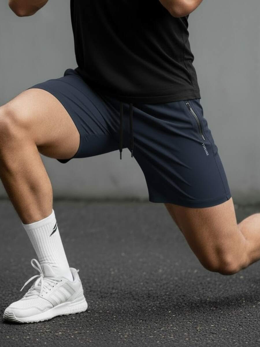 Type One Men's Bermuda Shorts Zipper Pocket Tactel Elastane Sports Shorts Gym Training Shorts Running Summer Loose Pocket Drawstring Beach For Going Out Night Casual Weekend Sports Cycling Holiday Birthday Christmas Valentine's Day Father's Day New Year - 藏蓝色 - 查看 1